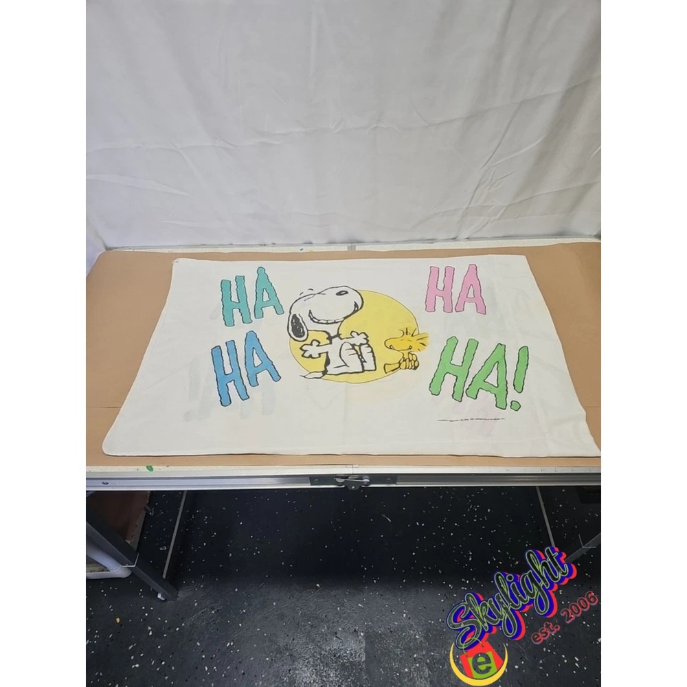 Vintage 1965 Snoopy Woodstock Peanuts Pillowcase Ha Ha Ha Cartoon Linens